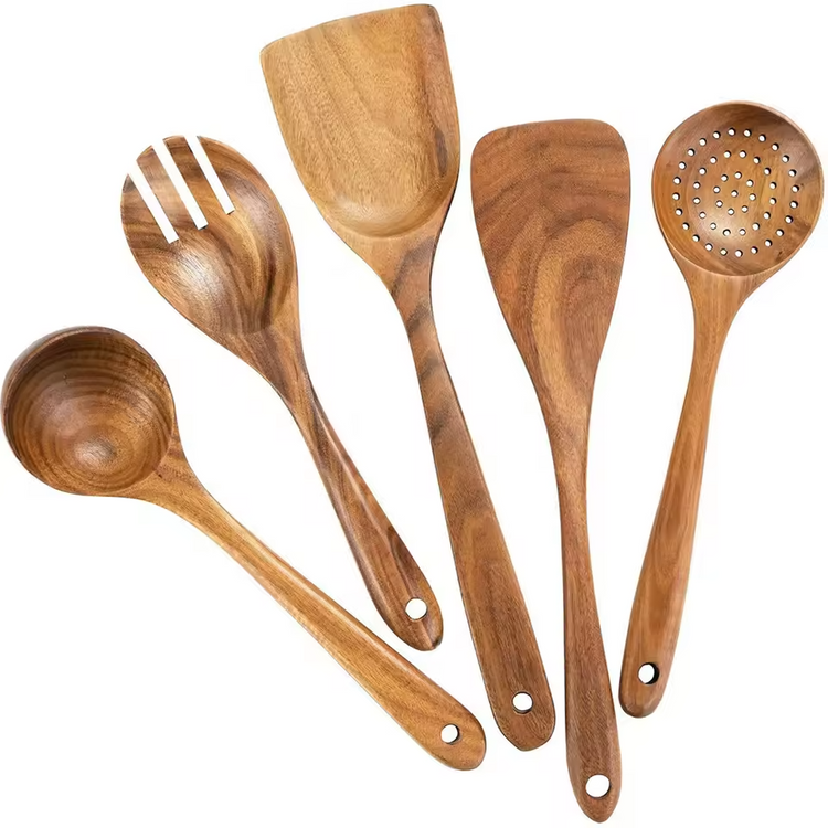 Wooden Cooking Utensil Set – Spoons, Spatulas & Storage Bucket