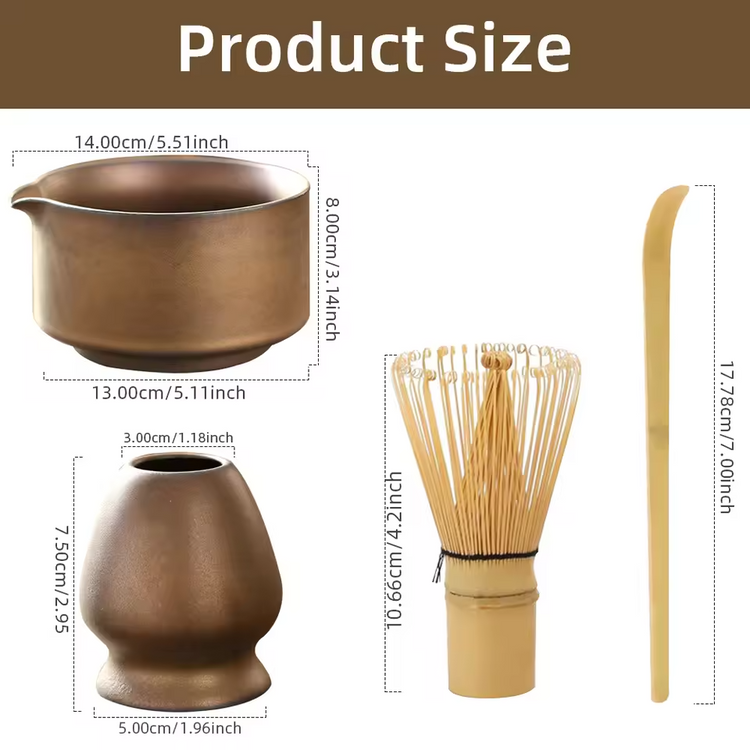 4PCS Bamboo Matcha Tea Set – Whisk & Spoon for Perfect Tea