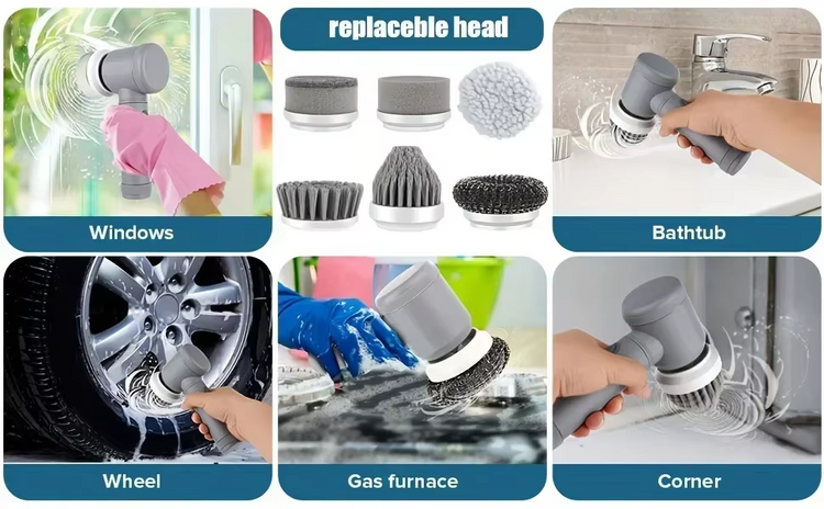 Cordless Electric Spin Scrubber – 6-in-1 Powerful Cleaning Brush