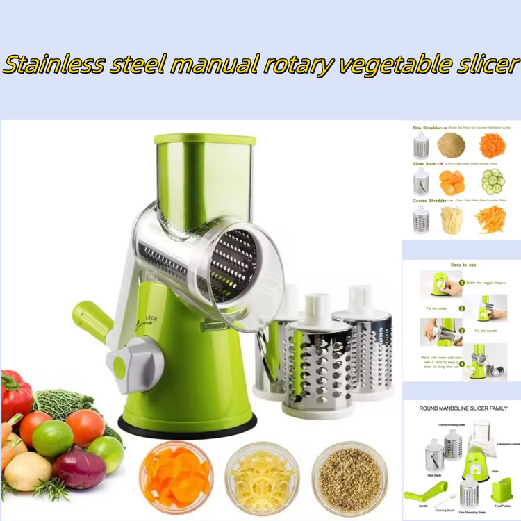 3-in-1 Stainless Steel Manual Rotary Vegetable & Cheese Slicer