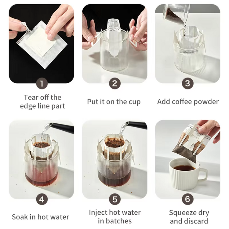 50-Pack Disposable Hanging Coffee Filters – Portable Drip & Espresso Paper Bags