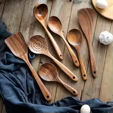 Wooden Cooking Utensil Set – Spoons, Spatulas & Storage Bucket