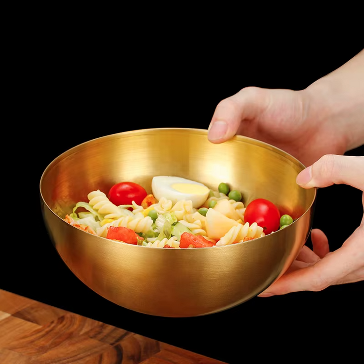 Stainless Steel Ramen & Salad Bowl – Stylish Golden Soup Bowl for Home Dining