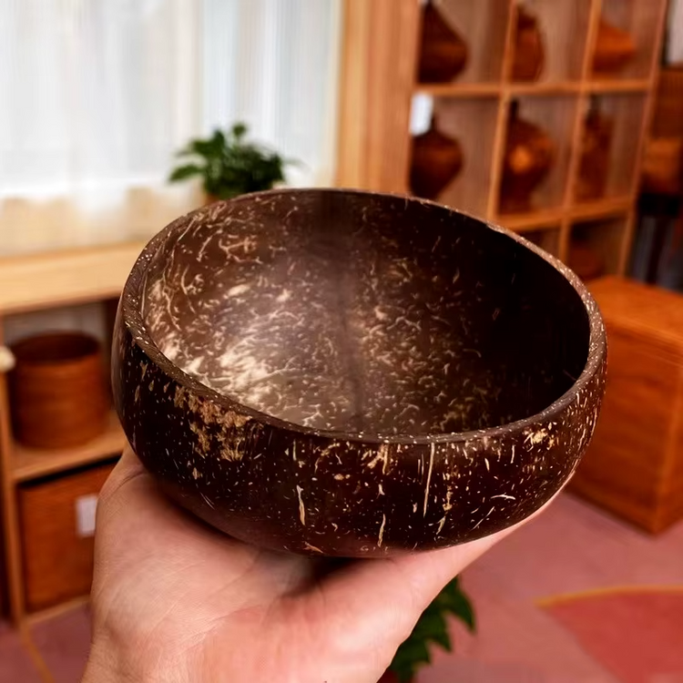 Natural Coconut Bowl & Wooden Spoon Set for Salad & Ramen