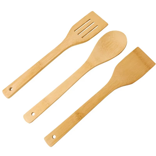 Alishan Bamboo Cookware Set – Non-Stick Spatula & Spoon - 3 Pcs Set