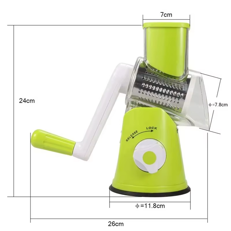 3-in-1 Stainless Steel Manual Rotary Vegetable & Cheese Slicer