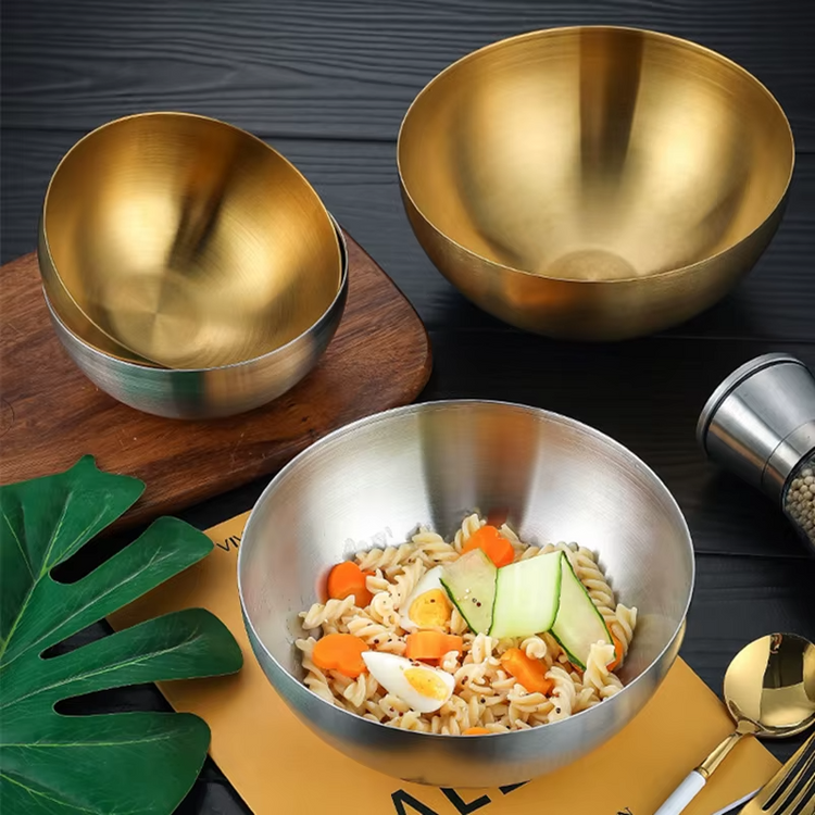 Stainless Steel Ramen & Salad Bowl – Stylish Golden Soup Bowl for Home Dining