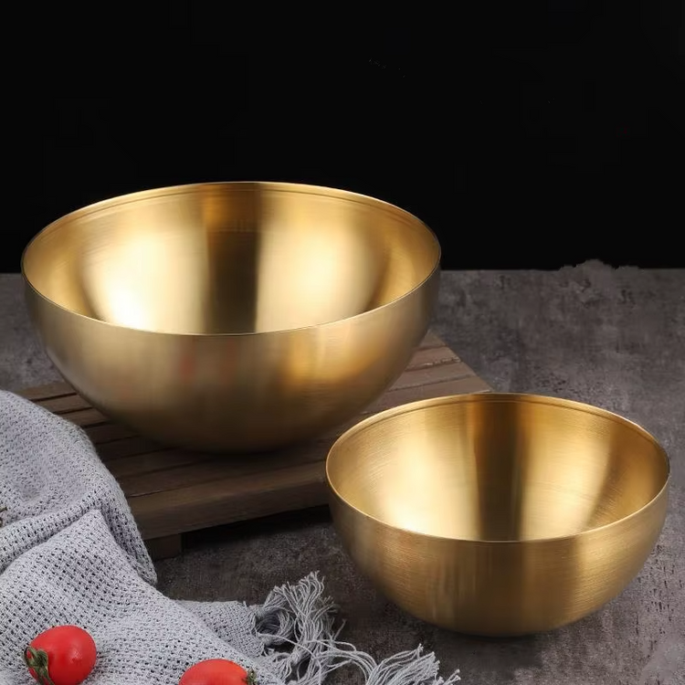 Stainless Steel Ramen & Salad Bowl – Stylish Golden Soup Bowl for Home Dining