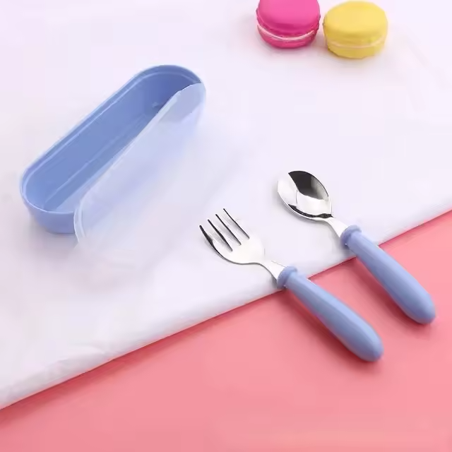 Cartoon Kids Stainless Steel Cutlery Set – Spoon & Fork for Toddlers