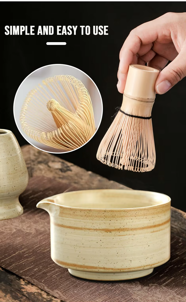 4PCS Bamboo Matcha Tea Set – Whisk & Spoon for Perfect Tea