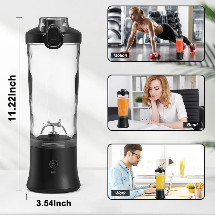 Tragbarer, über USB wiederaufladbarer Mixer: 600-ml-Smoothie-Maker mit 4000-mAh-Akku