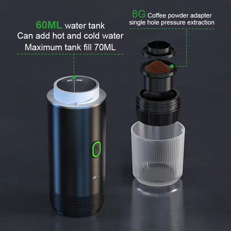 Portable Wireless Espresso Maker: 3-in-1 Coffee Machine for Car, Home, and Travel