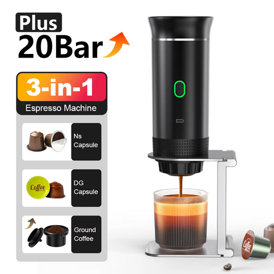 Tragbare kabellose Espressomaschine: 3-in-1-Kaffeemaschine für Auto, Zuhause und unterwegs